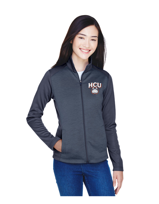 Devon & Jones Ladies' Newbury Colorblock Mélange Fleece Full-Zip